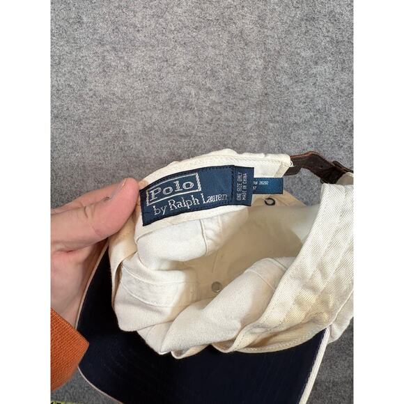 VINTAGE Y2K Polo Ralph Lauren Hat Cap One Size White Strapback Pony Adjustable - Picture 8 of 8